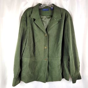 NEW Karen Scott Green Soft Sueded Button Down Shirt Jacket Shacket Women Size XL